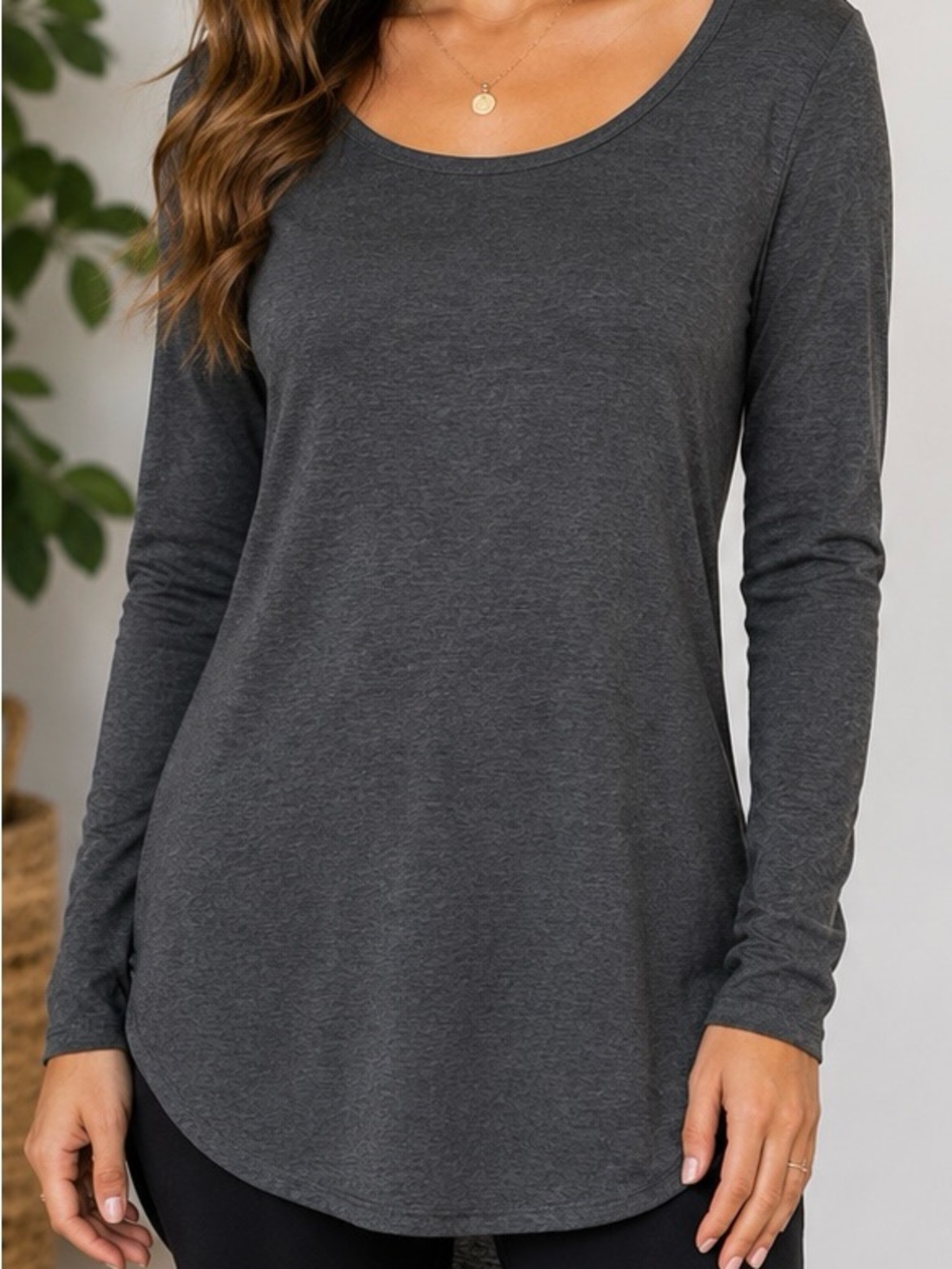 LuLaRoe Charcoal Long-Sleeve Scoop Neck Top Made in USA Size XS